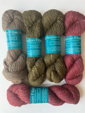 EXPRESSION FIBER ARTS Luminous Tweed Yarn 5 skeins Alpaca, Merino, Silk NWT